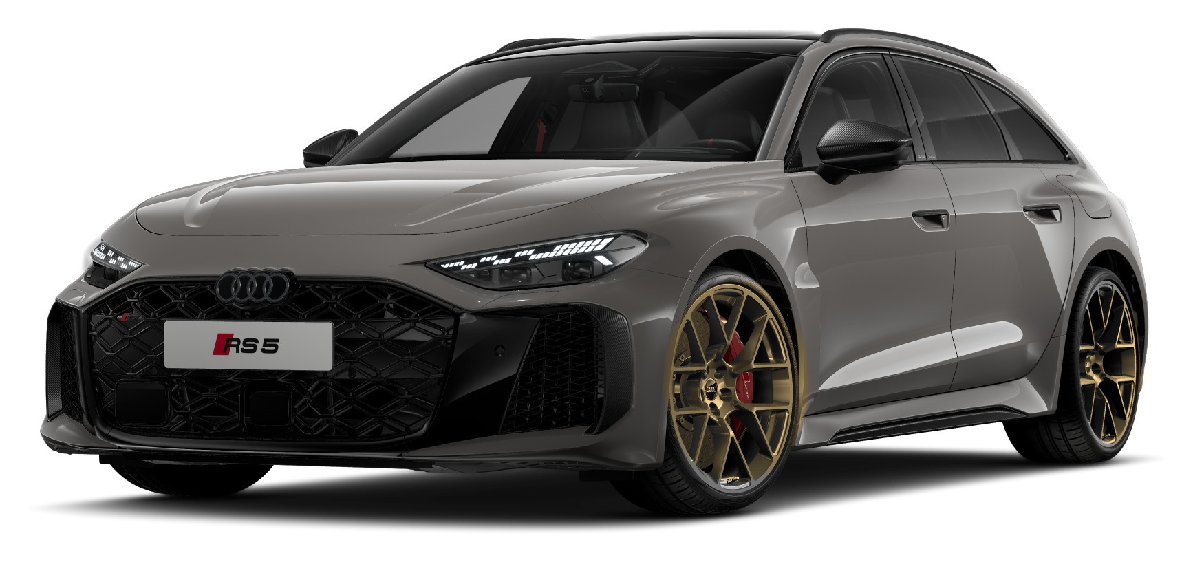 Audi RS 5 Avant in Plateaugrau Metallic mit Neodymgold-Rädern